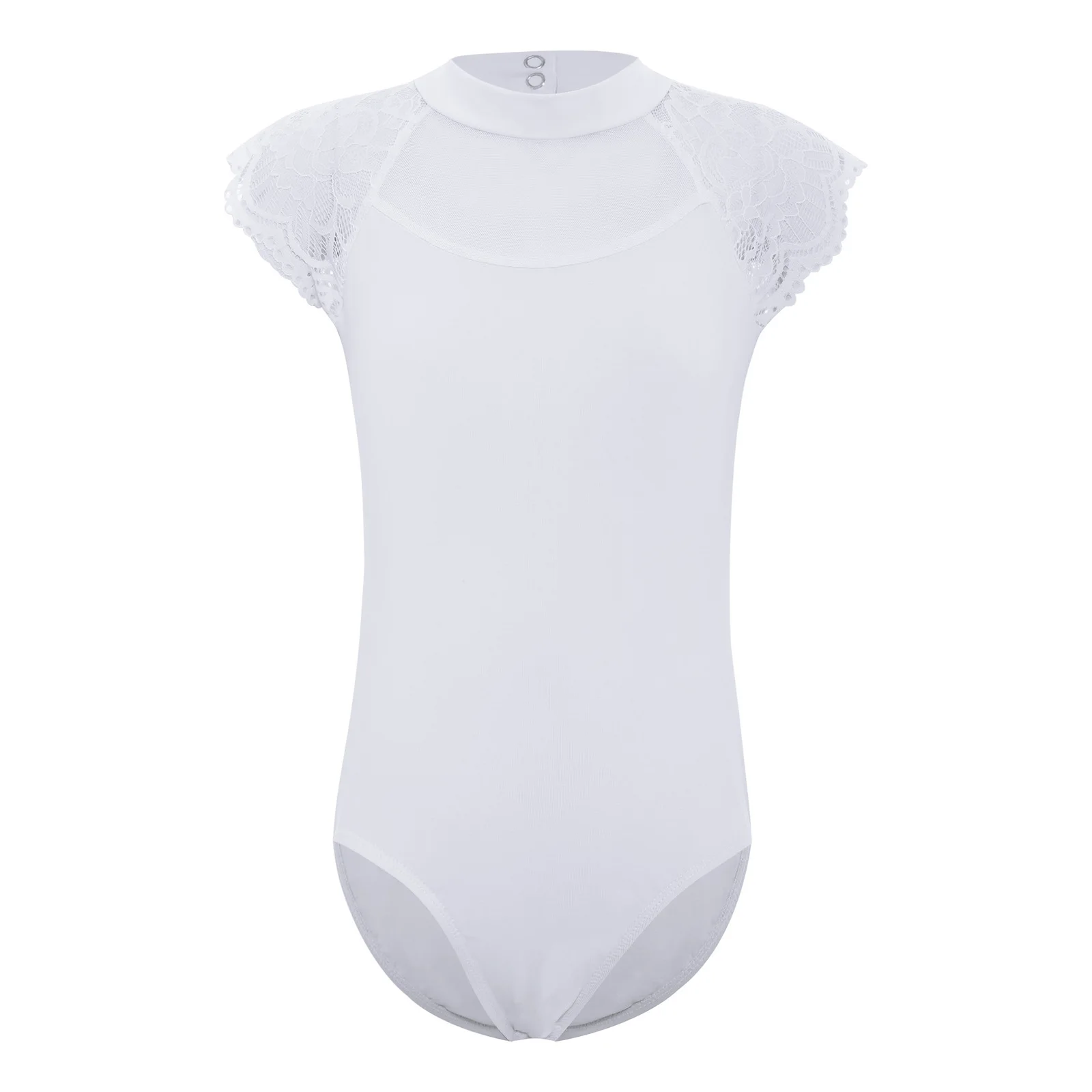 Kids Girls Ballet Warm-up Dance Practice Leotard Sheer Mesh Bodysuit Ballet Practice Examination Stage Performance Dance Wear