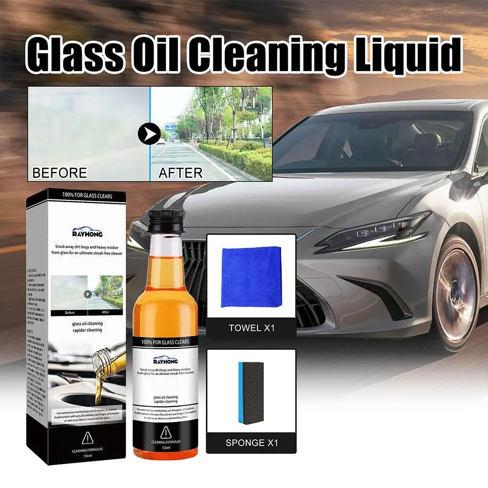 

150ml Car Glass Oil Film Cleaner Kit Universal Polishing Glass Cleaner Car Film Cleaning Deep Oil Dust Windshield Removing N8Z7