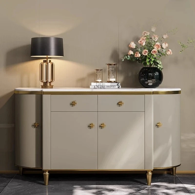 

Легкий роскошный обеденный боковой шкаф для хранения, постмодернистский натуральный мрамор, роскошный камень