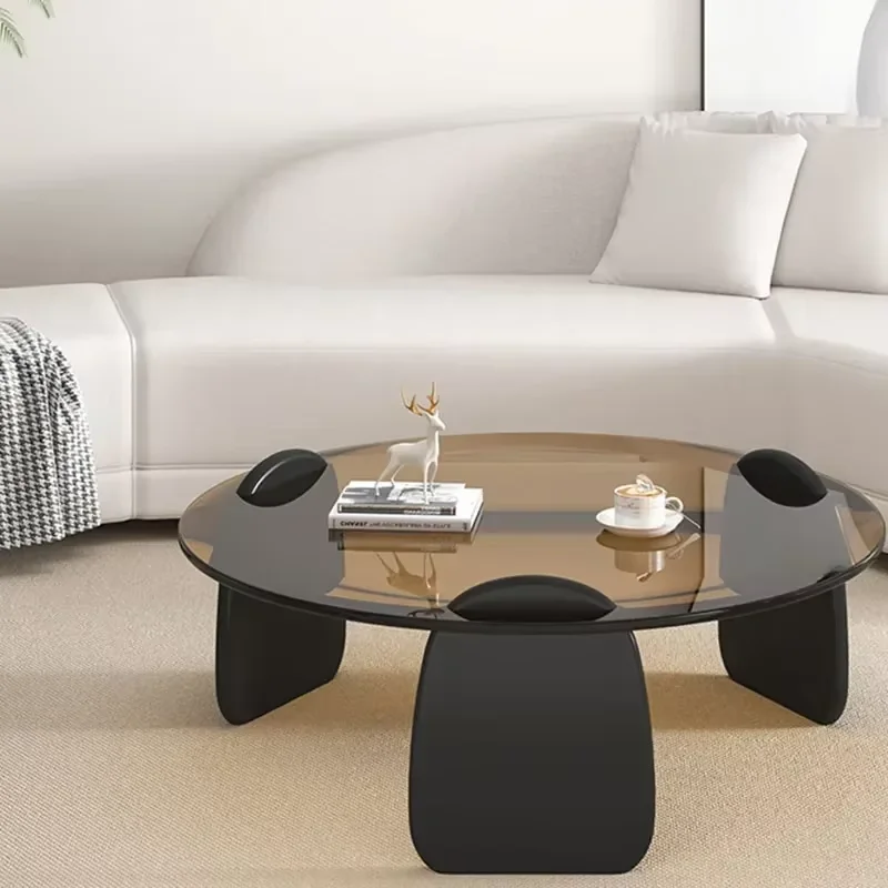 Organizer Side Coffee Table Trau Design Transparent Round Modern Coffee Table Mesa Lateral Balcony Stoliki Do Kawy Furniture