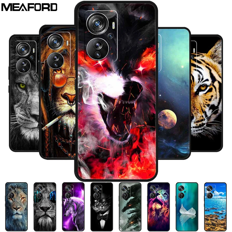 Para ZTE Axon 40 Pro funda 40Pro Wolf Lion suave TPU funda trasera de silicona para ZTE Axon 40 Pro 5G funda a prueba de golpes Fundas lindo dibujo animado