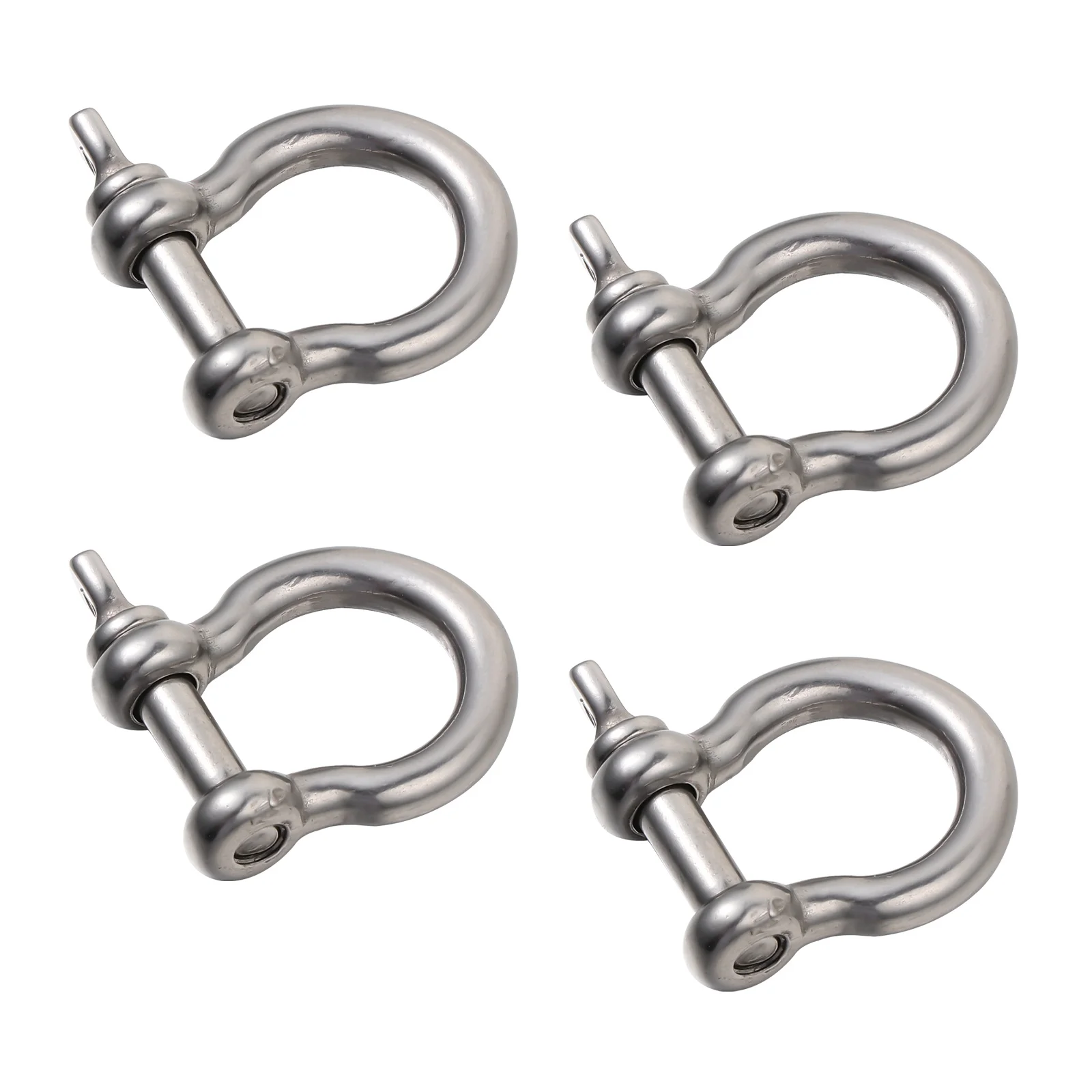 

4pcs Stainless Steel D-Shaped Shackle Horseshoe Shackle Heavy Duty Towing Lifting Recovery Shackles Steel Metal Hardware Vehicle