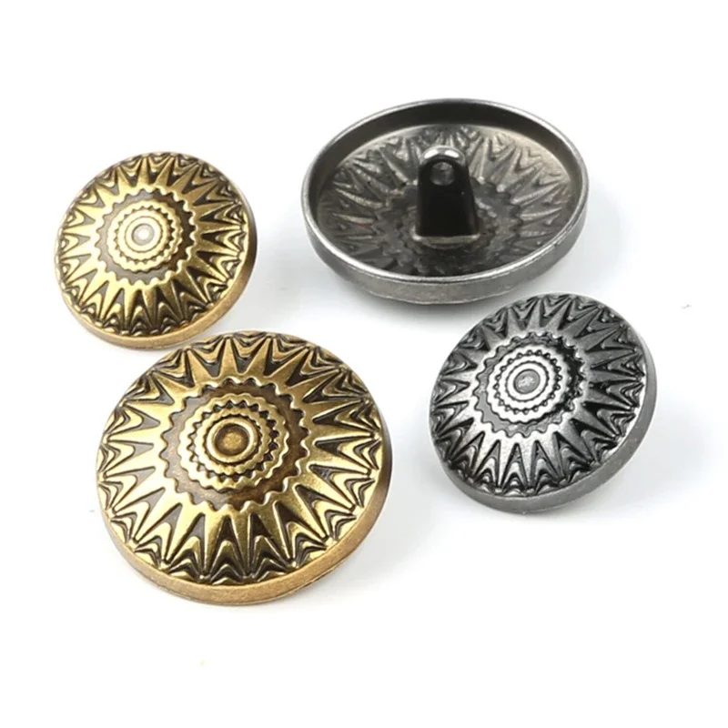 Round Metal Sewing Buttons for Needlework, Vintage Clothing Accessories, British Style, Coat and Jacket, Fashion, 10Pcs Per Lot