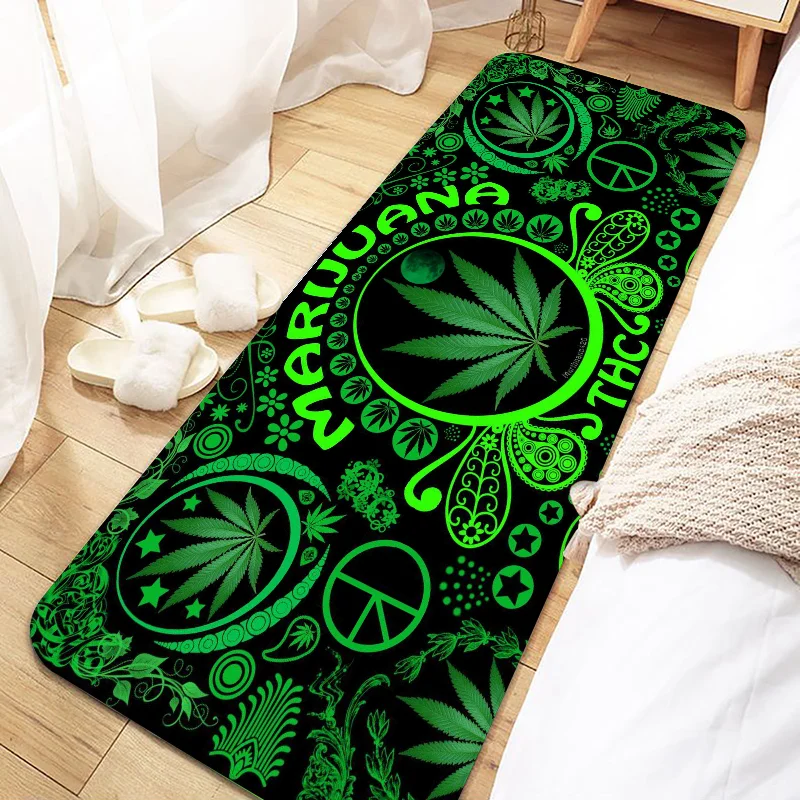 Weed Leaf Door Mat Entrance Non-slip Doormat Washable Kitchen Carpet Living Room Hallway Rugs Bathroom Bath Door Mats