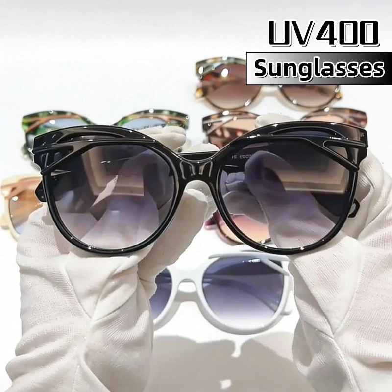 

Personalized Trendy Large-frame Oval Sunglasses Woman Luxury Travel Beach Fishing Street Photography UV Resistant Glasses