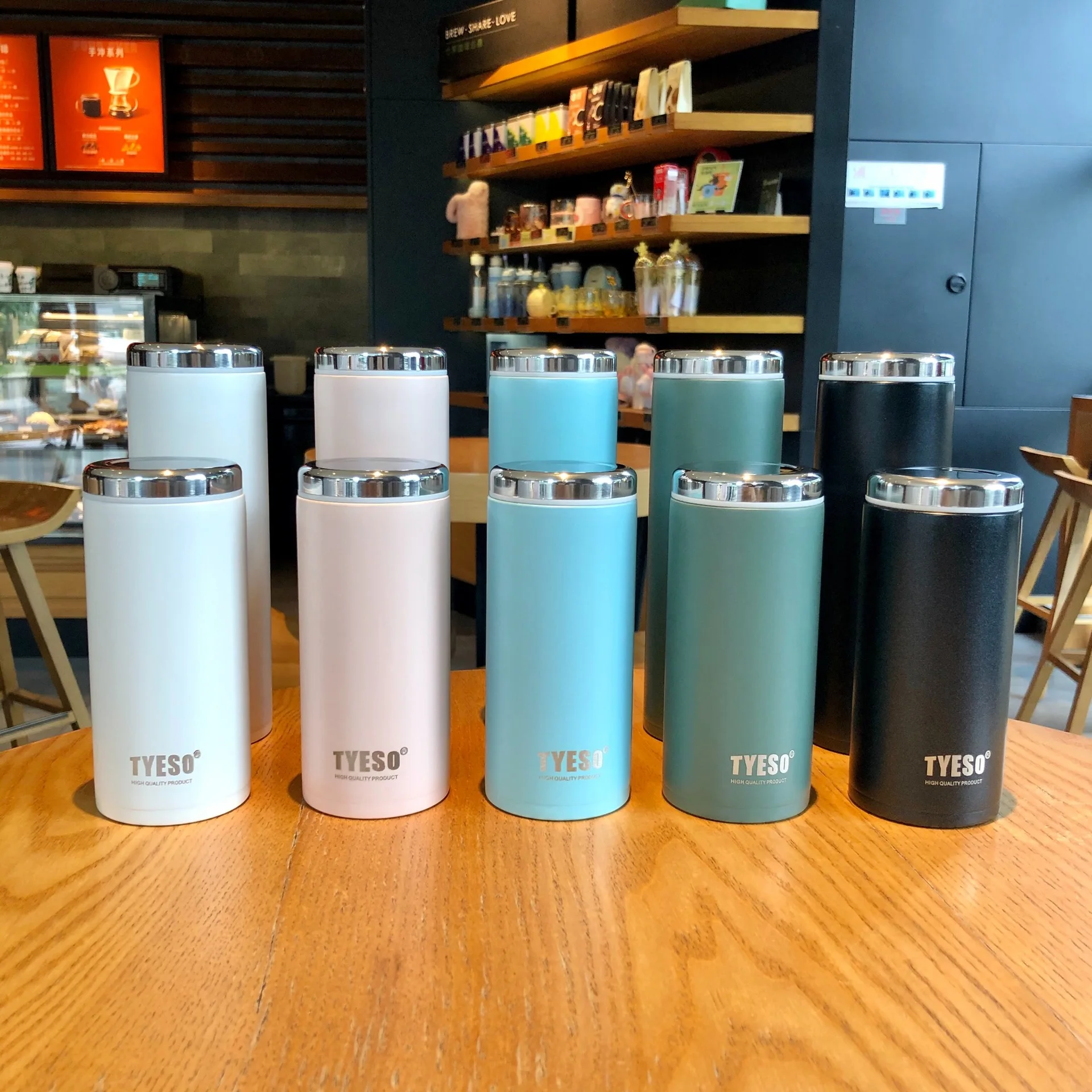 قوارير مكنسة كهربائية صغيرة الحجم من Tyeso 304، زجاجة مياه معزولة من الفولاذ المقاوم للصدأ، كوب سفر خفيف الوزن للمكتب الخارجي