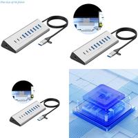 7/10 Port USB3.0 Type C HUB Aluminum Socket Hub USB Splitter 7/10 Port Fast Data Transmission For Laptop Accessories E65A