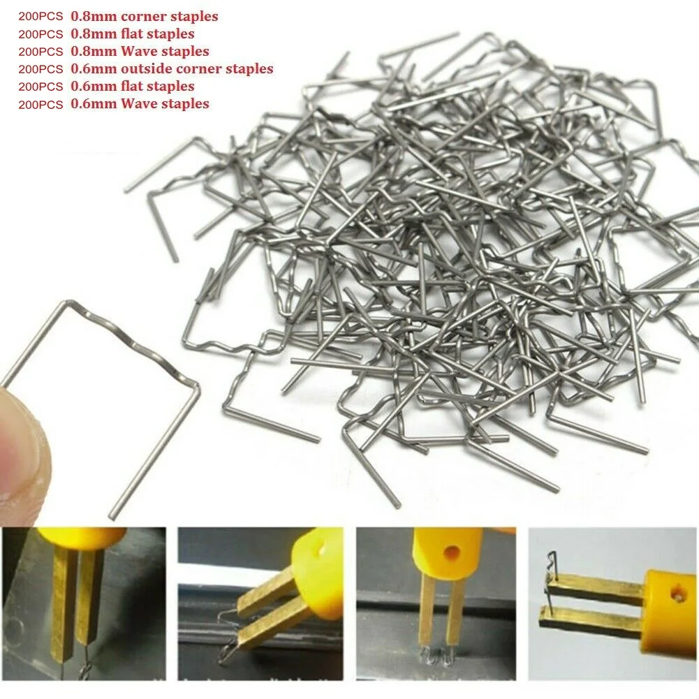 1200 Stuks Lassen Nail Hot Nietmachine Nietjes 0.6/0.8 Mm Voor Plastic Lasser/Auto Bumper Reparatie Melt platte Golf Lassen Soldeerbout