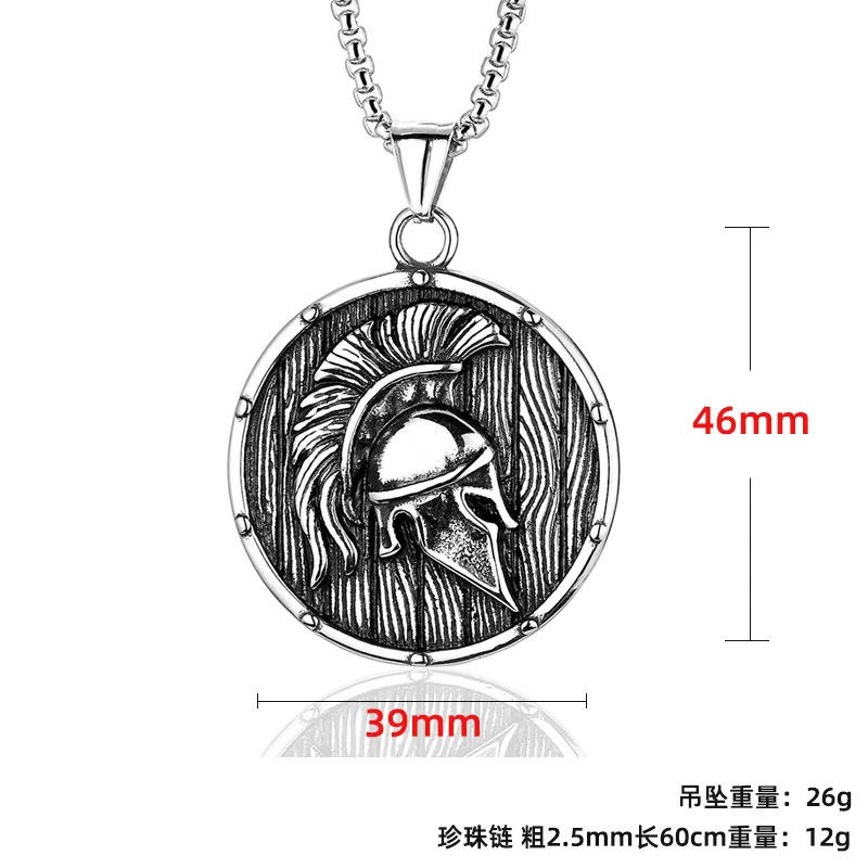 Classic Retro  Ancient Greek Spartan Helmet Necklace Men Knight Necklace Hero Mask Rock Punk Pendant Stainless Steel Accessories