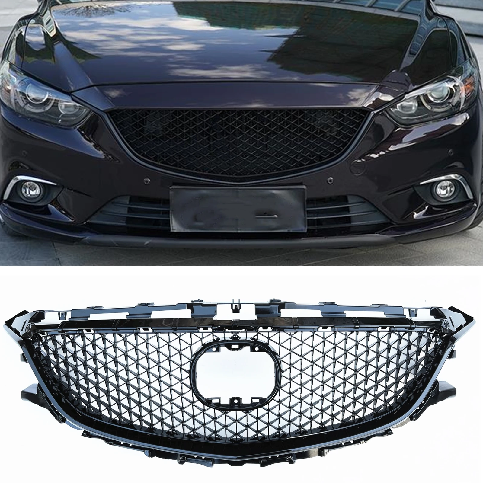 Front Grille Plastic Grill Upper Replacement Bumper Hood Mesh Center Grid Honeycomb Style Auto Part For Mazda 6 2014-2016