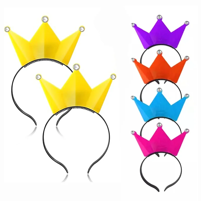 5/10/20Pc LED Crown Tiara Princess Headband Light Up Crown Headband Hair Hoop Tiaras Flashing Hairband Birthday Wedding Supplies