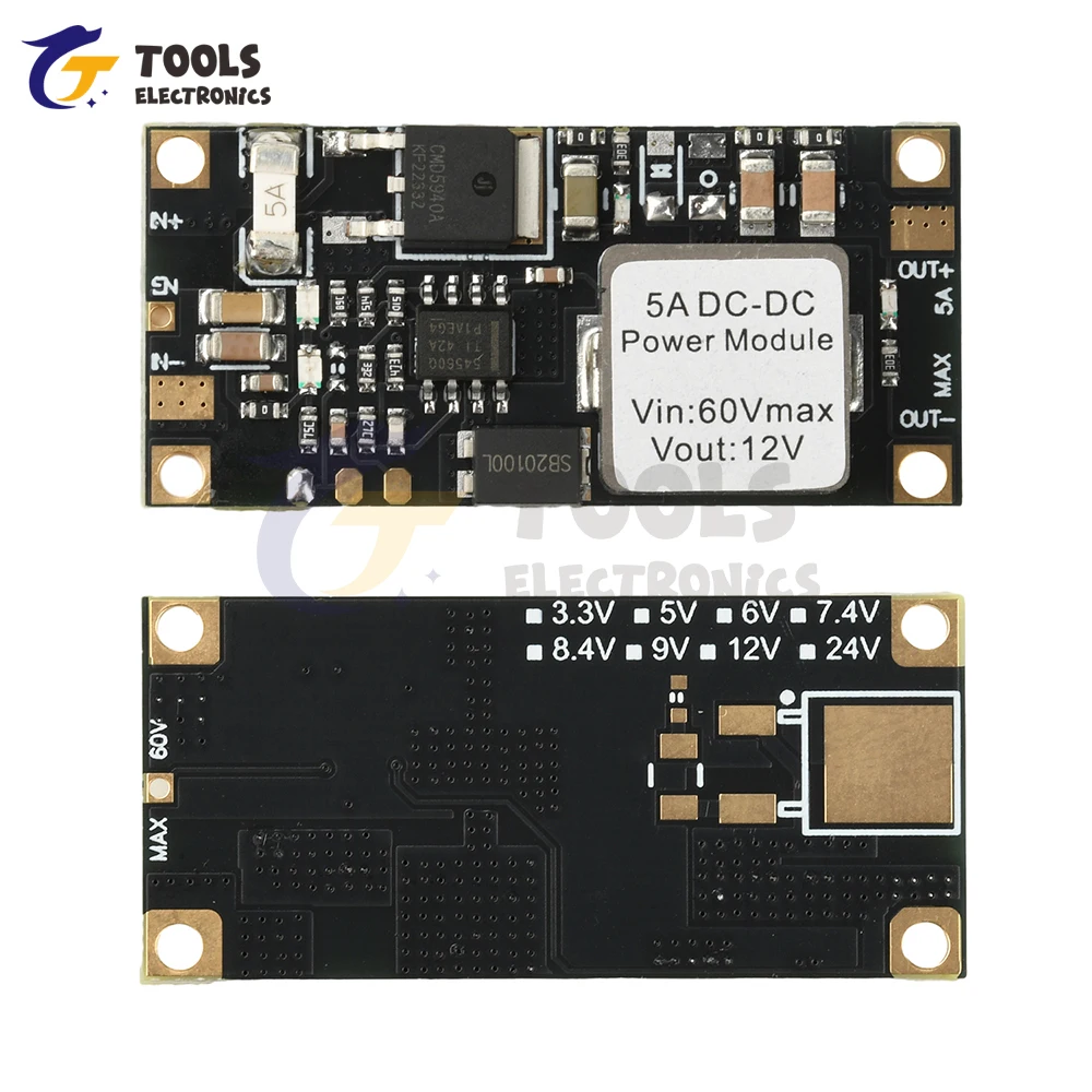 DC-DC Buck Converter Module 6.5V-60V to 5V/12V 5A High Efficiency 96% with Overload Protection Compact Design