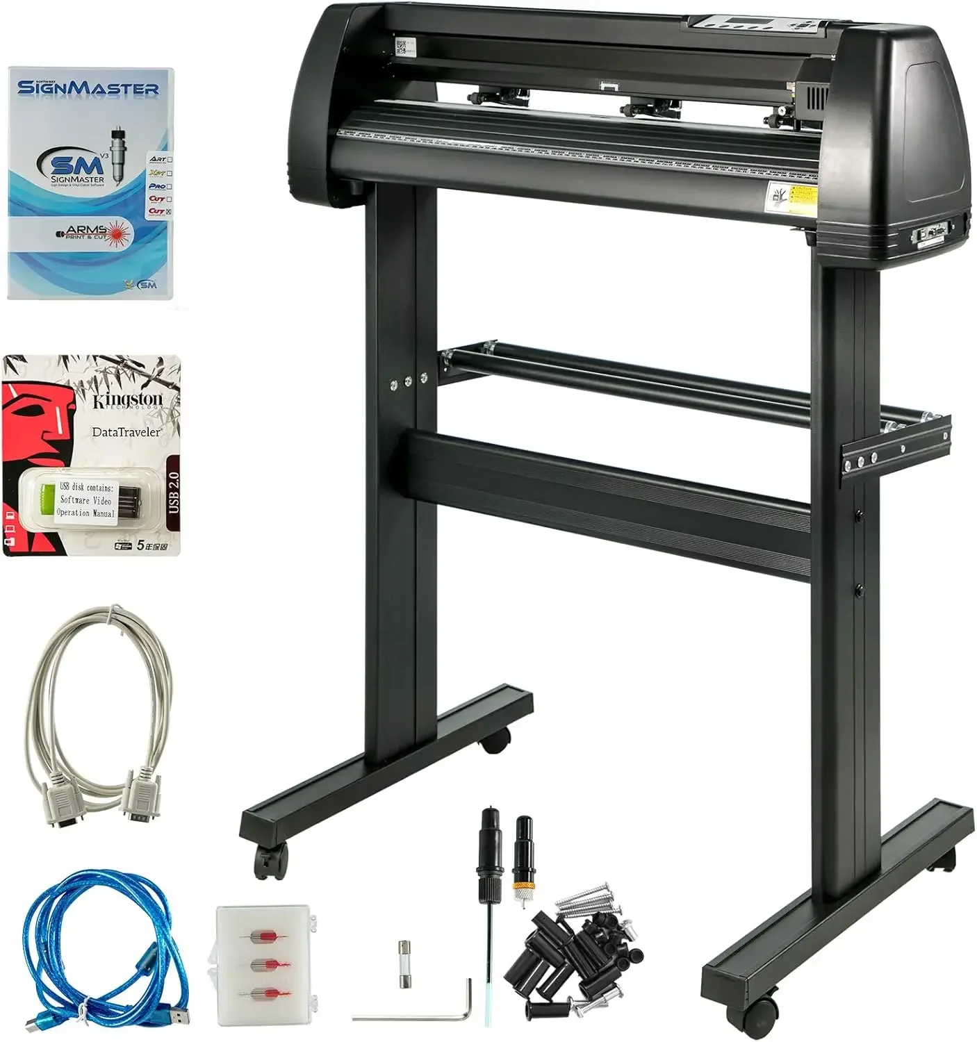 

Vinyl Cutter Machine, 34 Inch Paper Feed Cutting Plotter Bundle Adjustable Force & Speed Vinyl Printer, LCD Display