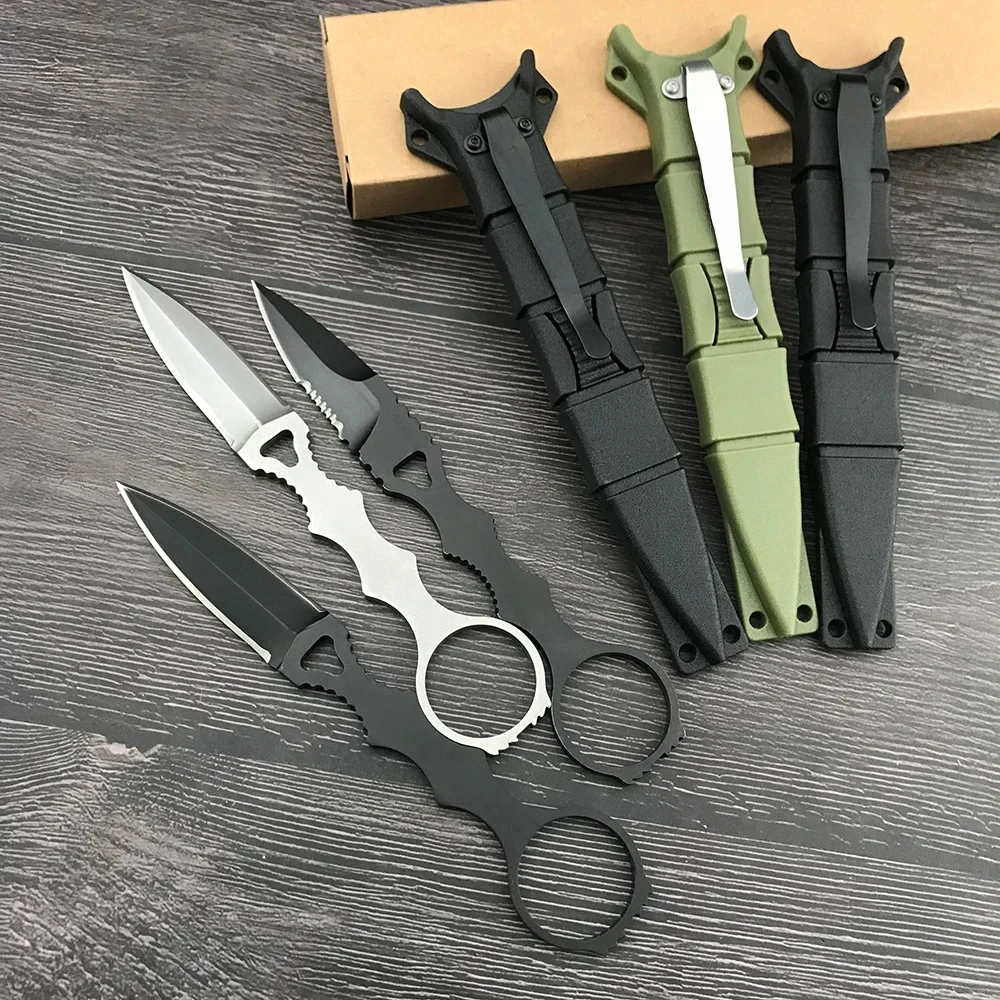 

Fixed Blade Knife Half Serrated Stainless Steel with Kydex Sheath Tactical Survival EDC Tool for Camping Hunting Defense