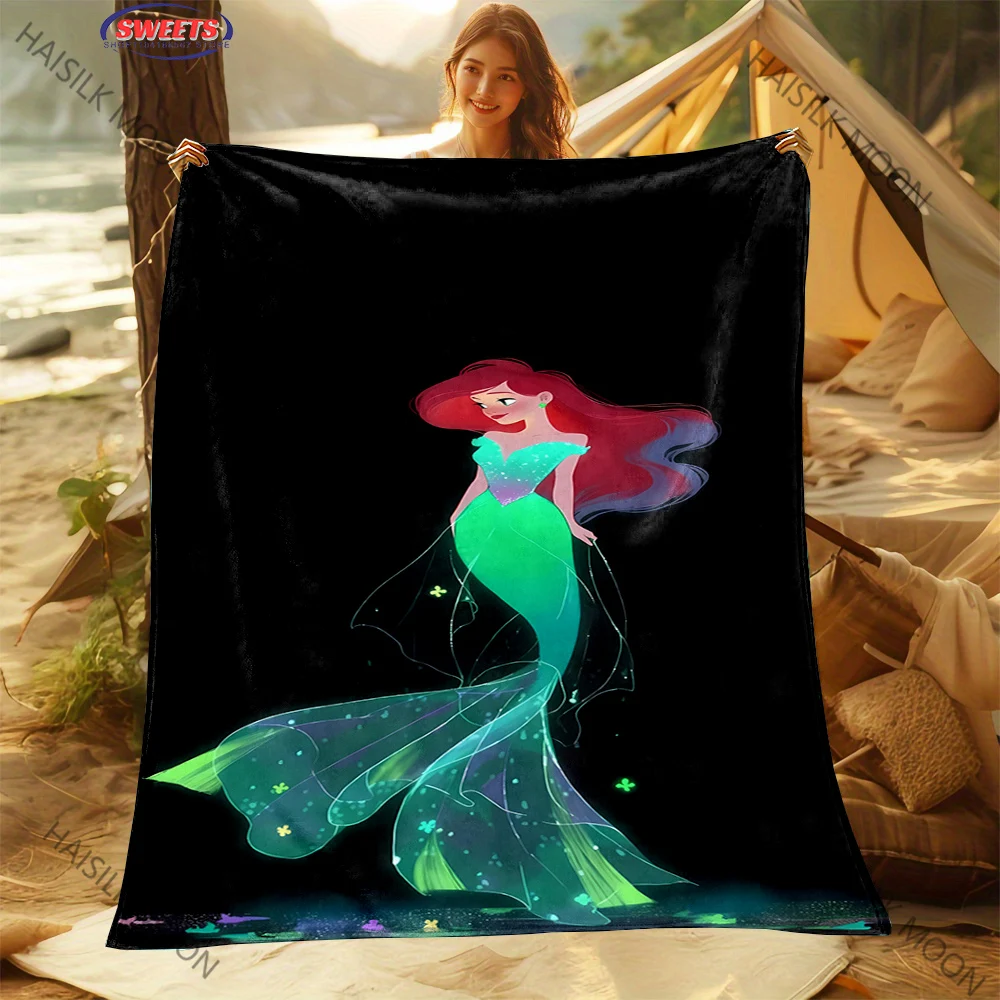 بطانية أميرات ديزني ليتل ميرميد أرييل مطبوعة ثلاثية الأبعاد للمكتب والسفر RV متعددة المشهد للفصول الأربعة متوفرة بسرعة #2