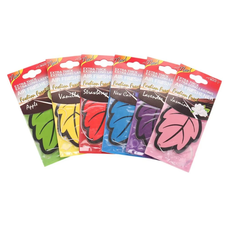 1/2/4/6/9pcs Car Air Freshener Natural Scented Tea Paper Auto Hanging Vanilla Perfume Fragrance Leaf Shape Car Accessories