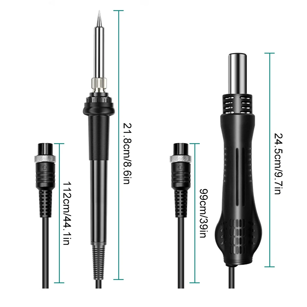 ABS Intelligent Self-check Function Soldering Rework Station With Digital Display Hot Air Heater 9 kit US Plug