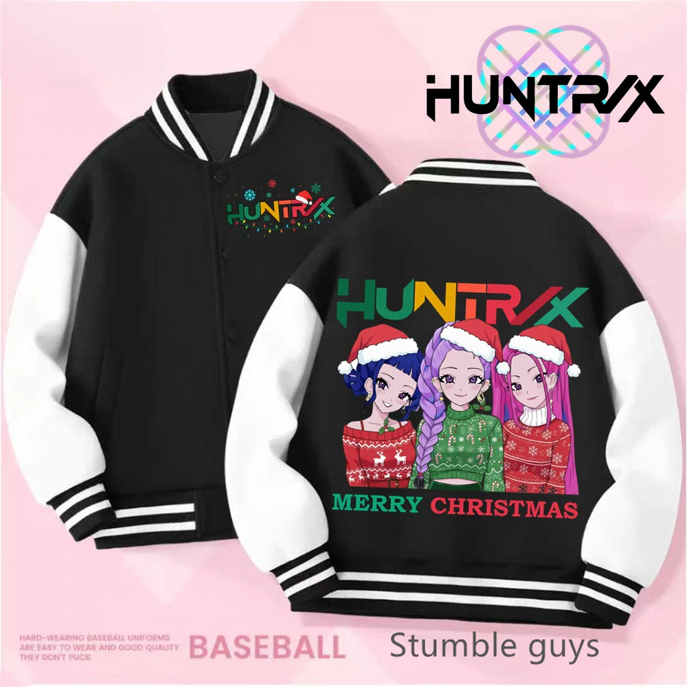 K-Pop Demon Hunter Kinder-Baseballuniform, Sporthemd für Jungen, Cartoon-Druck, lässiger Top-Mantel für Mädchen, Frühlings-/Sommerjacke
