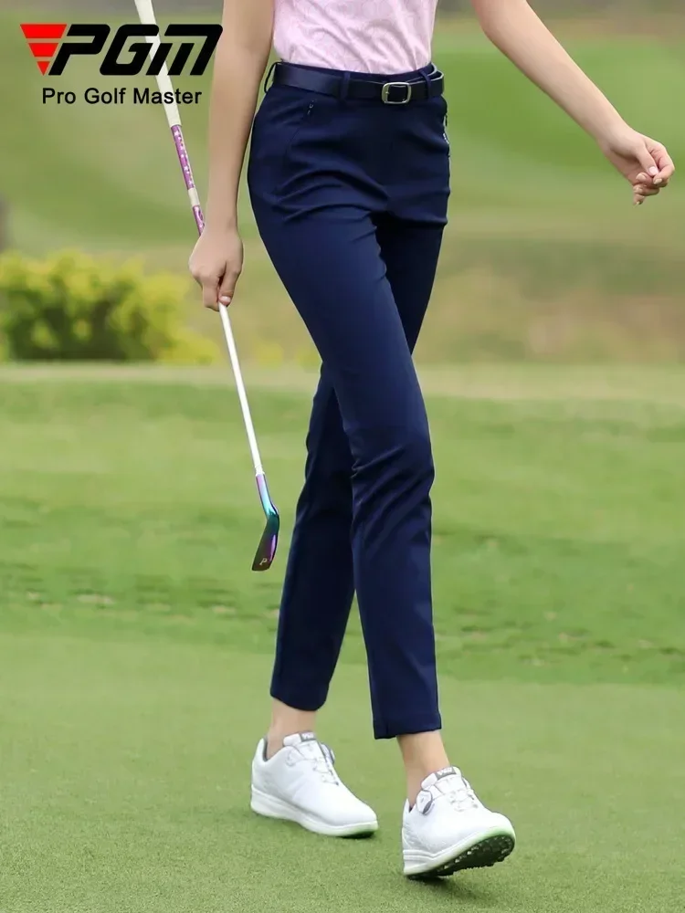 

New PGM Women Golf Pants Lady Slim Fit Trousers High Elastic Waterproof Breathable Golf Wear for Women Sports Clothing KUZ127