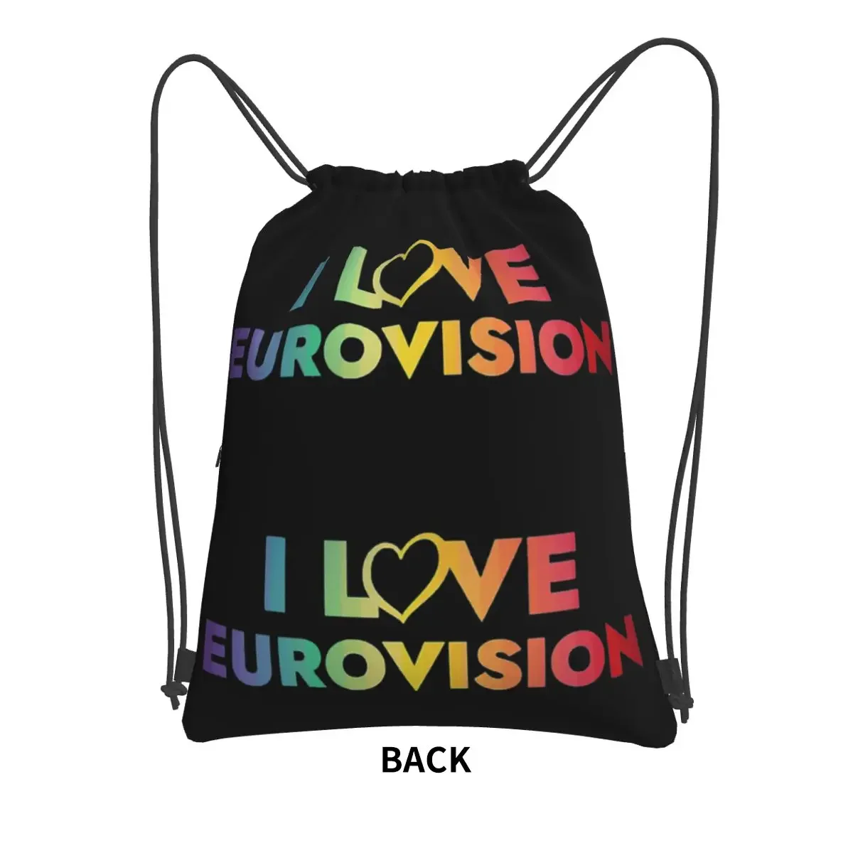 I Love Eurovision Portable Backpacks Drawstring Bag Fashion Drawstring Bundle Pocket Shoes Bags For School Students