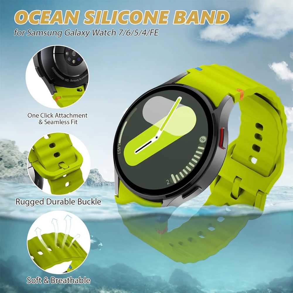 1:1 Sport Straps for Samsung Galaxy watch 7/FE/5 Pro/6/4 classic 44mm 40mm 46mm Silicone belt bracelet correa Galaxy watch7 Band