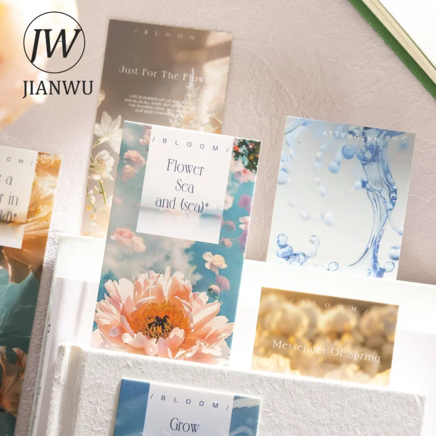 JIANWU Mirror Flower and Water Moon Series Literary Landscaping Material Collage Bookmark Creative DIY Journal Stationery