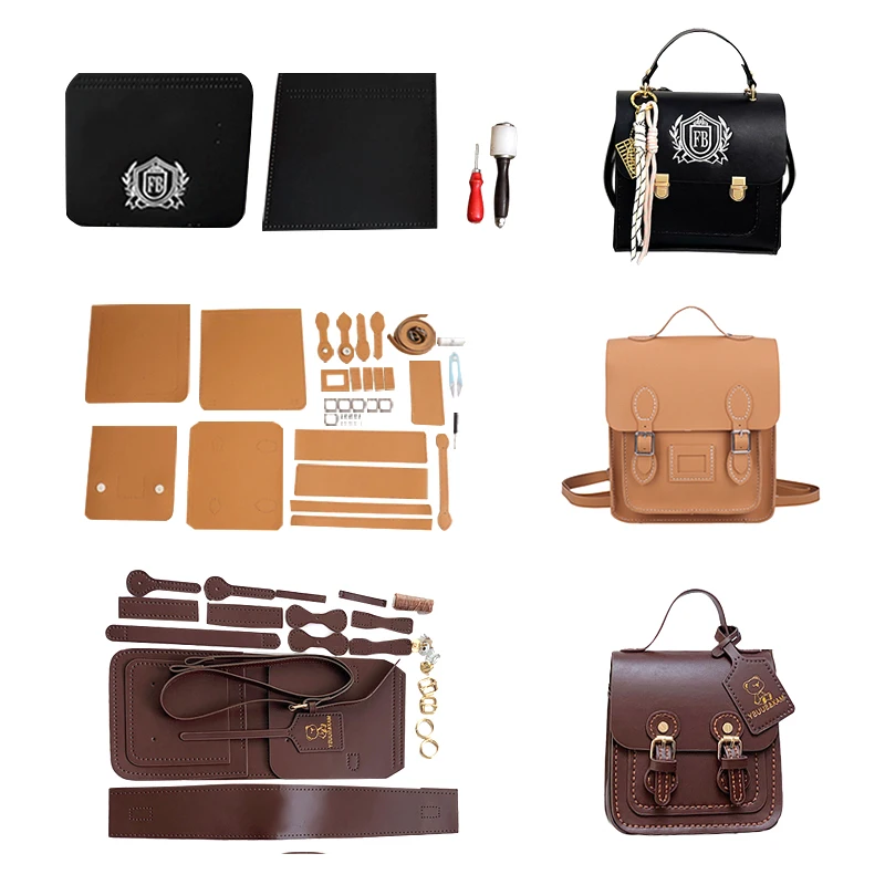 

2026 Luxury DIY Bag Kit Sewing Handbag Cambridge Bag Handmade PU Leather Messenger Bag Material Set Accessories