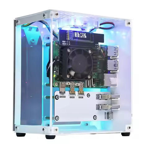 Durable-For Raspberry Pi 5 Case, Micro-Type Desktop Case With Active Cooler, PWM Fan, RGB Lighting Bar, Mini Tower PC Case,For R