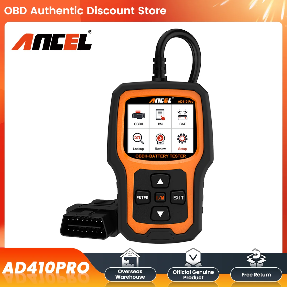 

ANCEL AD410Pro OBD2 Automotive Scanner Car Diagnostic Tool Engine Code Reader Erase Error Codes Auto OBD II Scanner Free Update