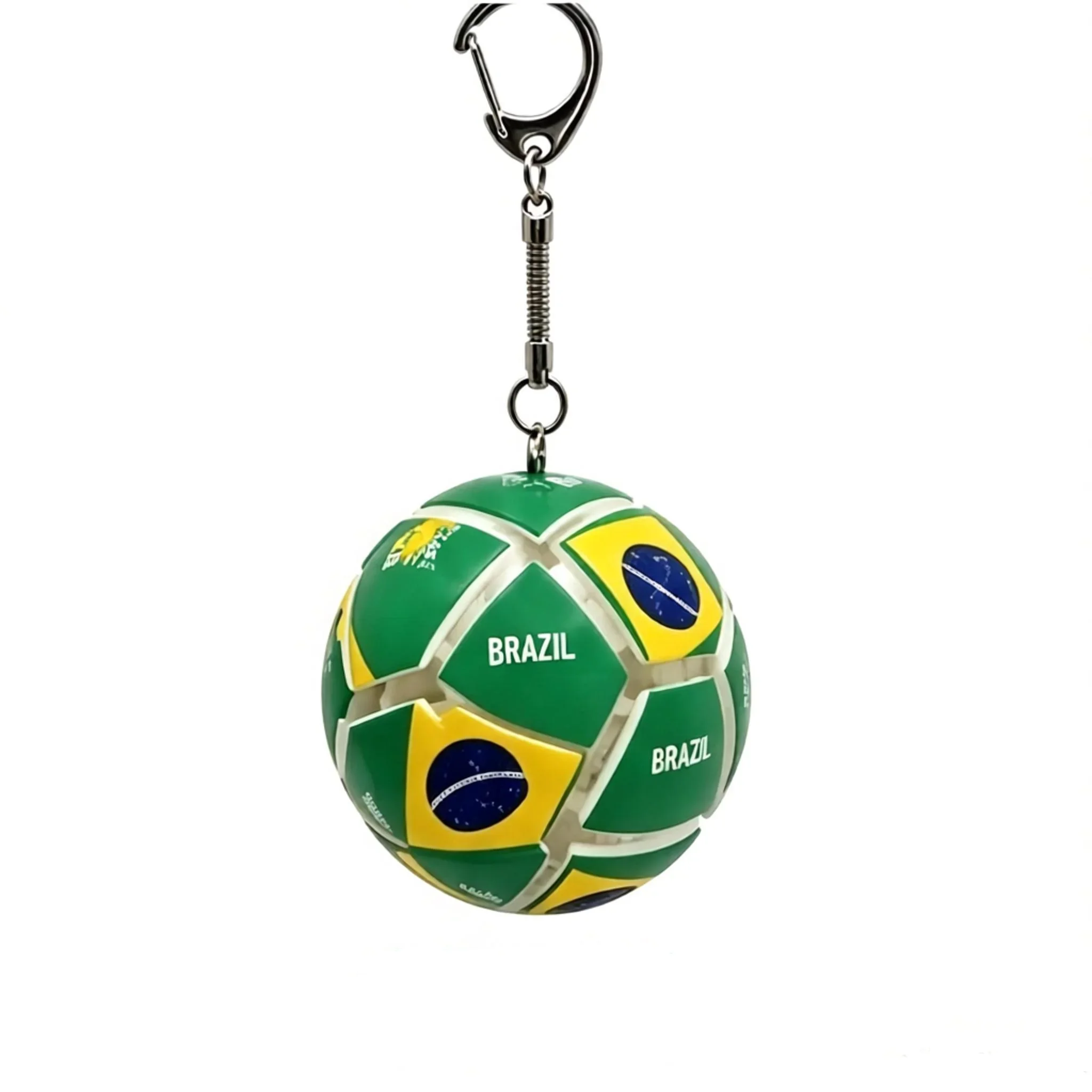 Llavero con bandera de Brasil y balón de fútbol, llavero con botón LED, juguete antiestrés, llavero con teclado de dedo