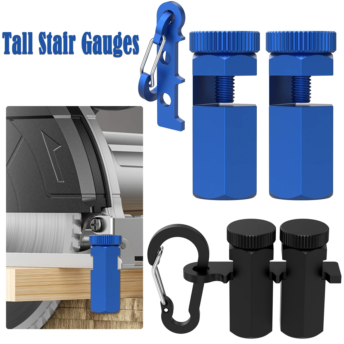 Framing Square Tall Stair Gauges Aluminum Auxiliary Clamp for Accurate Cuts Stringer Layout Carabiner Stair Guage Knobs Tool