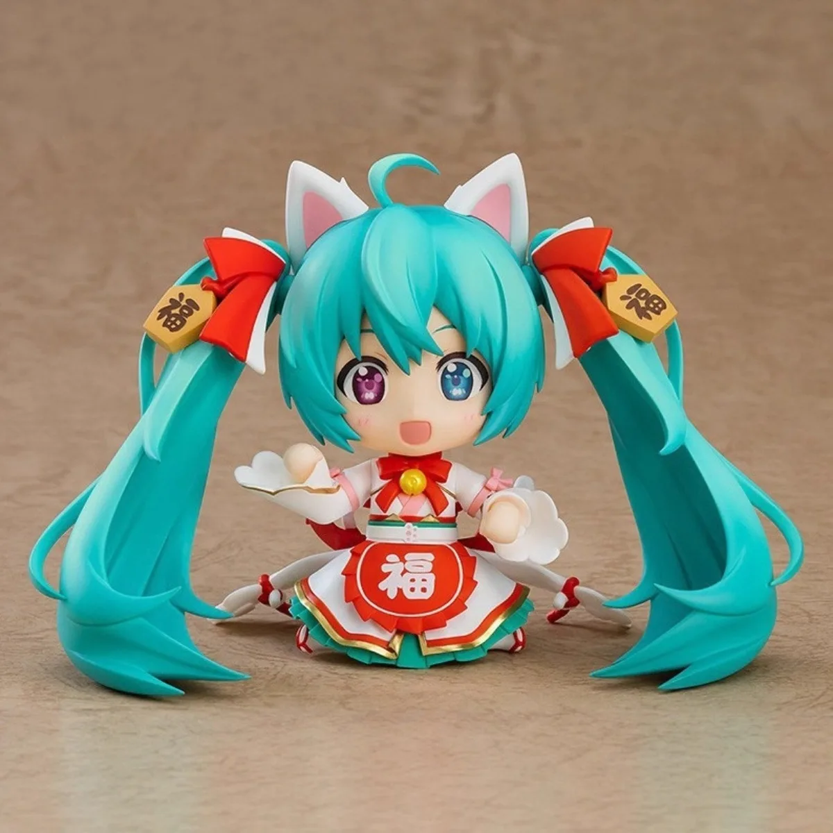 初音ミク-1777-招き猫-q-バージョン粘土人可動顔変更人形デスクトップ人形飾り箱入りフィギュア