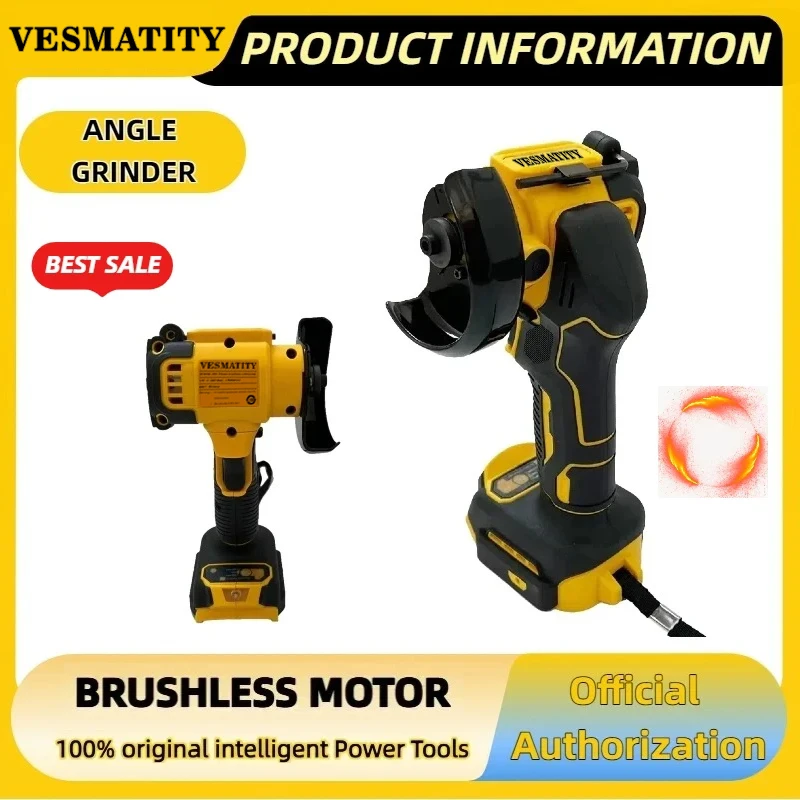 Grinding Cutting Polishing VESMATITY Cordless 3 Inch Mini Angle Grinder Bare Tool For 18V 20V Battery Machine Power Tools