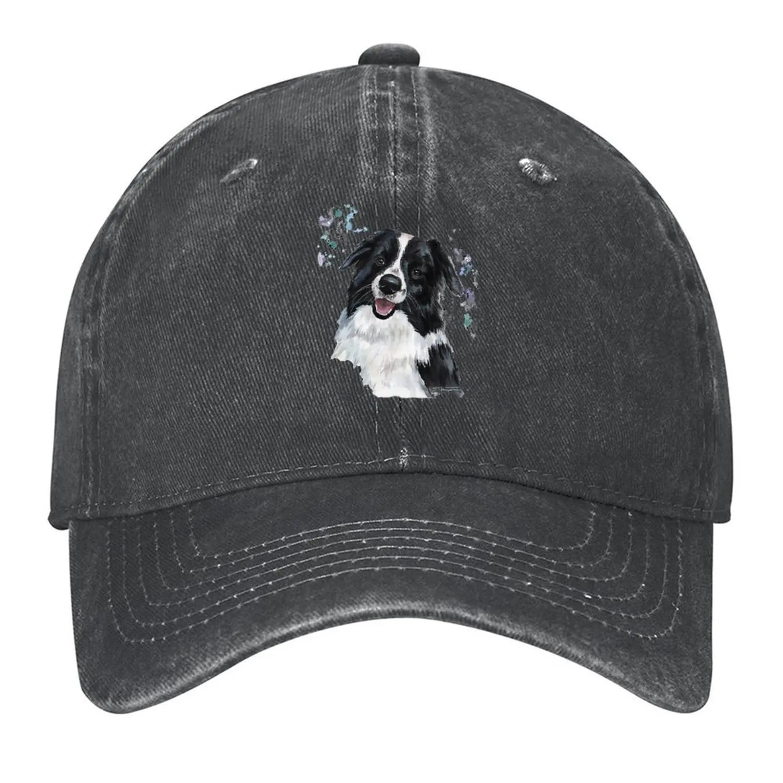 

Watercolour Border Collie Baseball Cap Visor Luxury man cap Golf Hat Man Bobble Hat Baseball Men Women's