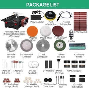 Mini Variable -Geschwindigkeit Serra, 150W, kreisförmige Tischsäge, 30 -mm -Schnitttiefe, DIY -Tabelle, Schleifer mit 10 Schleifriemen 6 Hauptverkaufstabelle Rundschreiben Serra der Bank - №6