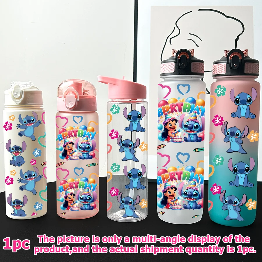 

1Pc Disney Stitch Pattern 23-32oz Multi-style Plastic Water Bottle Portable Sports Cup Birthday Gift Back To School Cup