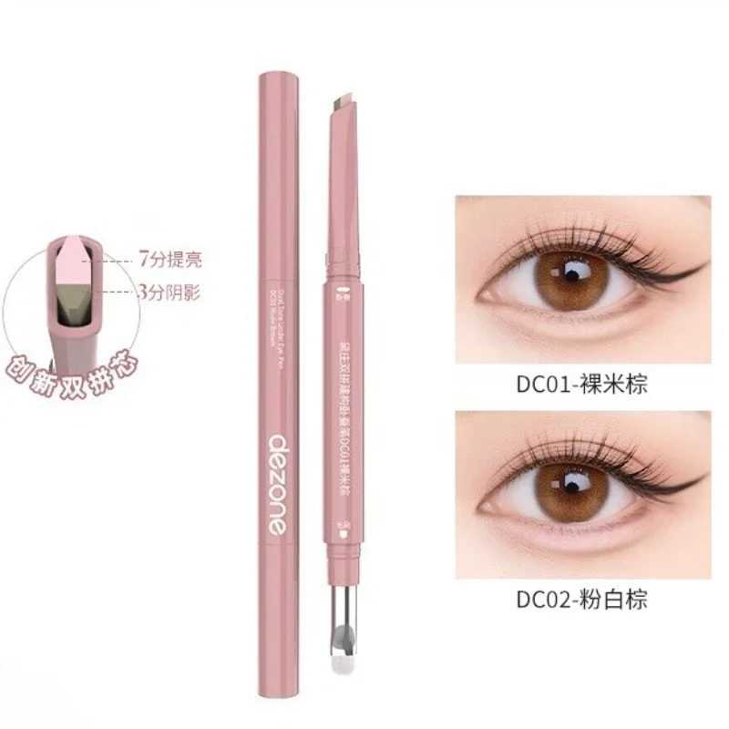 Lápis de sobrancelha de cabeça dupla DEZONE – iluminador e contorno 2 em 1 natural à prova d'água, ferramenta de maquiagem para os olhos