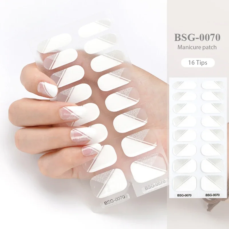 16/20 Streifen halb gehärtete Gel Nagel Aufkleber für UV-Lampe Designer selbst klebende Nagel Gel Wraps Mancire Mode UV-Lampe Nagel rutsche