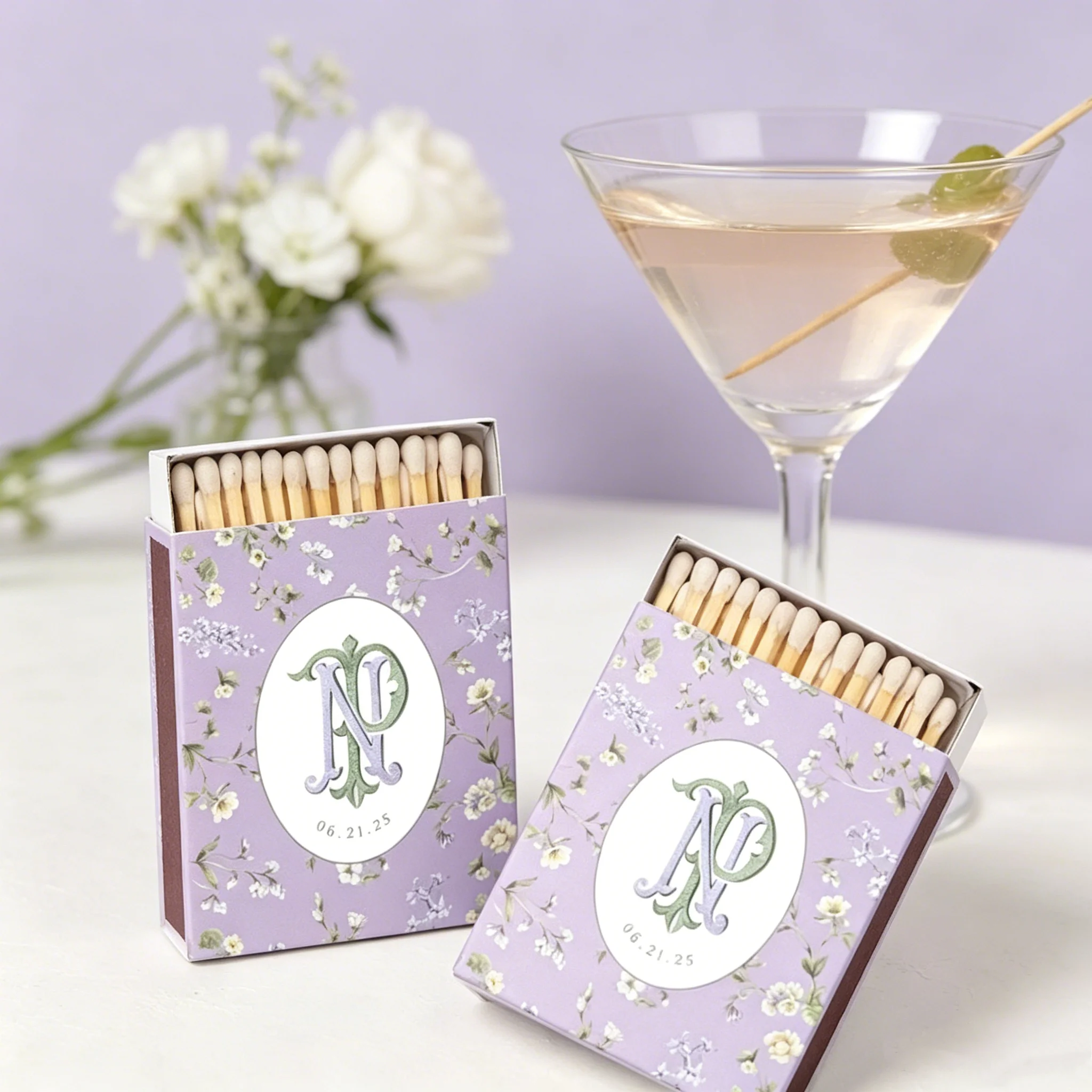 

Allure Matchbooks | Watercolor Floral Crest and Monogram
