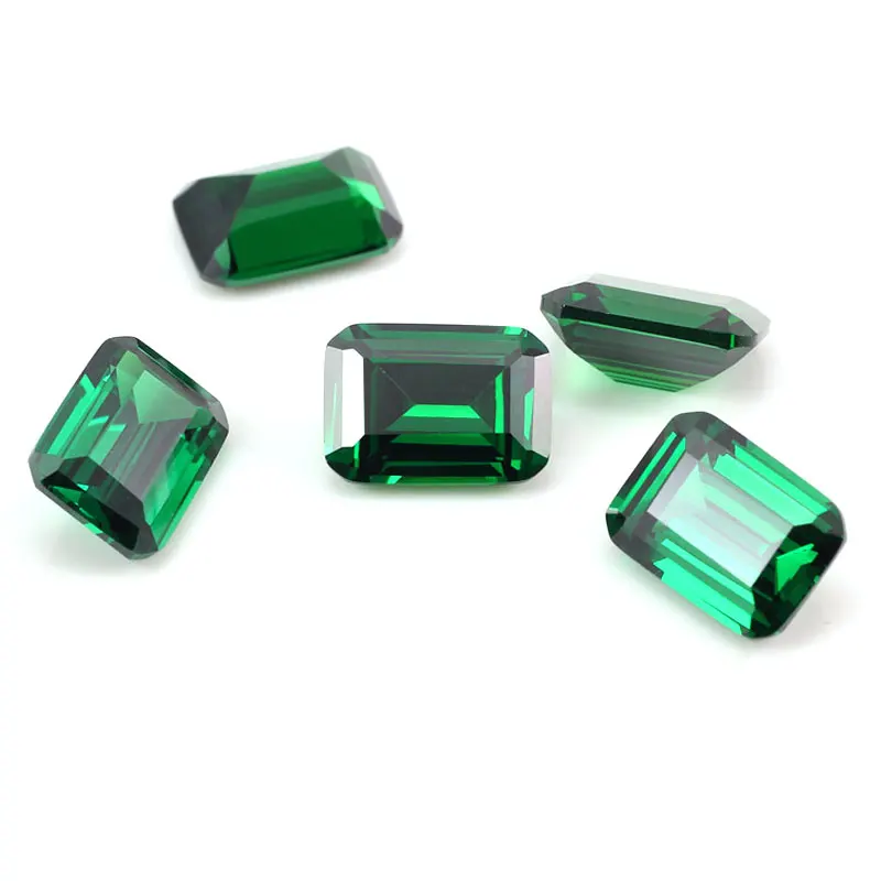 Brilliant Created Emerald Green 12x16mm Emerald Cut Loose Gemstone For Silver Mounting Rings Diy Jewelry Fine Cutting