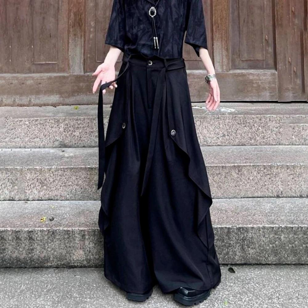 XS-5XL Y2k Irregular Skirt Pants Gothic Dark  Multi-Layer Casual Pants Genderless Streetwear Fashion Youth Wide-Leg Pants Unisex