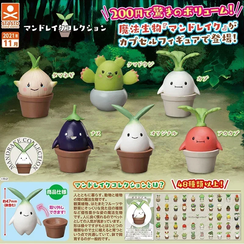 Stasto Original Gashapon Capsule Toy Kawaii Magical Creature Bonsai Vegetable Elf Cactus Figure Cute Gacha Figurine Anime
