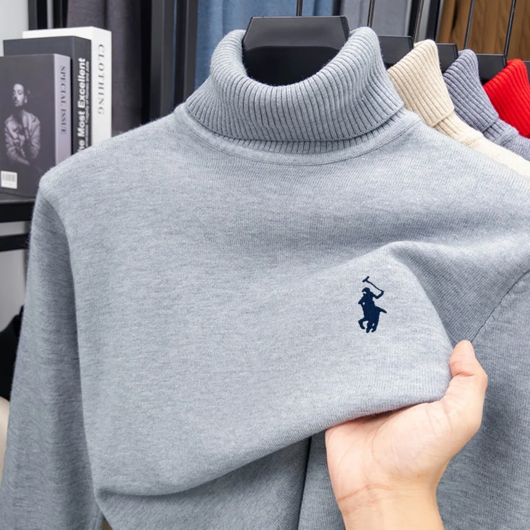 High end brand men's high neck knitted sweater 2026 autumn winter fashion new hot selling luxury embroidery casual warm pullover