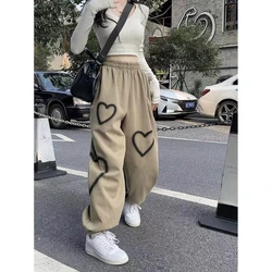 2024 New Spring and Autumn Korean Fashion Leisure Sports Bloomers Loose Solid High Waist Printed Pockets Women's Trousers Pants