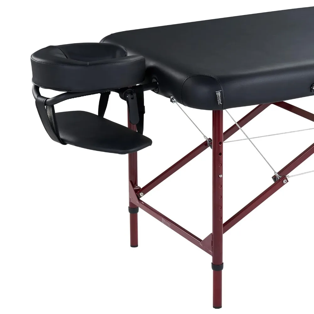 Master Massage Zephyr Lightweight Portable Massage Table Package- Tattoo Table- Spa Bed (Black, Maroon)