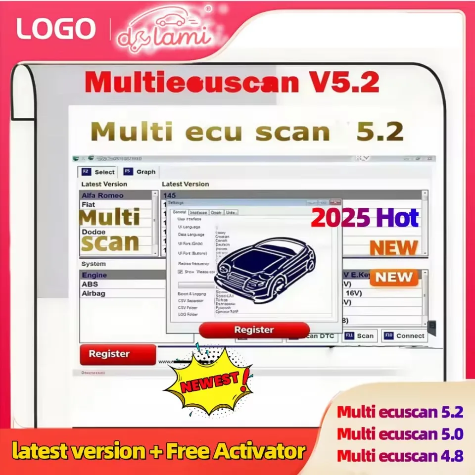 

2025 latest version Multiecuscan V5.2 V5.0 V4.8 for Fiat/Chrysler/Dodge/Jeep/Suzuki Scanner Software Fault Diagnosis tools
