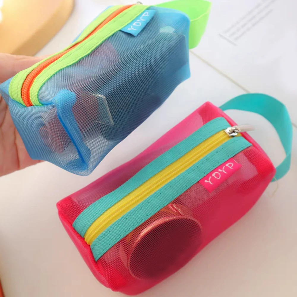 

Косметичка, дорожные косметички, Простая цветная сетчатая женская сумка-Органайзер для губной помады, ключей, монет, сумка, Портативная сумка для хранения