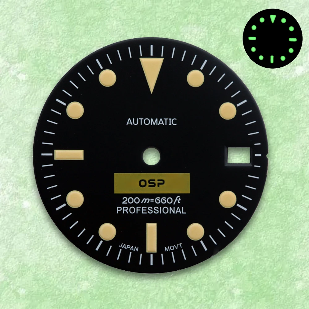 28.5mm S Logo Dial Suitable For NH35/NH36 Japanese Automatic Movement Green Luminous Watch Modification Accessories
