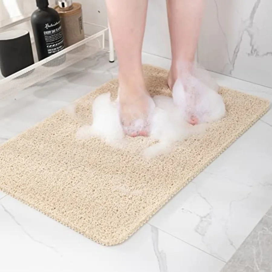 

Non Slip Bathtub Mat Foot Scrubber Anti Slip Fast Drying Shower Mat for Tub Floor Bathroom Home Kitchen Hotel Beige 24x16 Inche