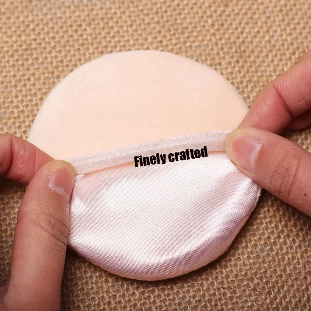 Puffs redondos do algodão para a aplicação da composição da cara, sopro macio e durável do pó do veludo com fita